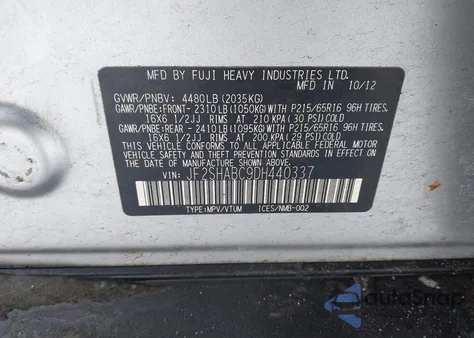 2013 Subaru Forester 2.5X z USA, uszkodzony, nr VIN JF2SHABC9DH440337